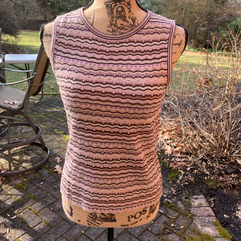 Grace Dane Lewis Pink / brown knit sleeveless top - size small